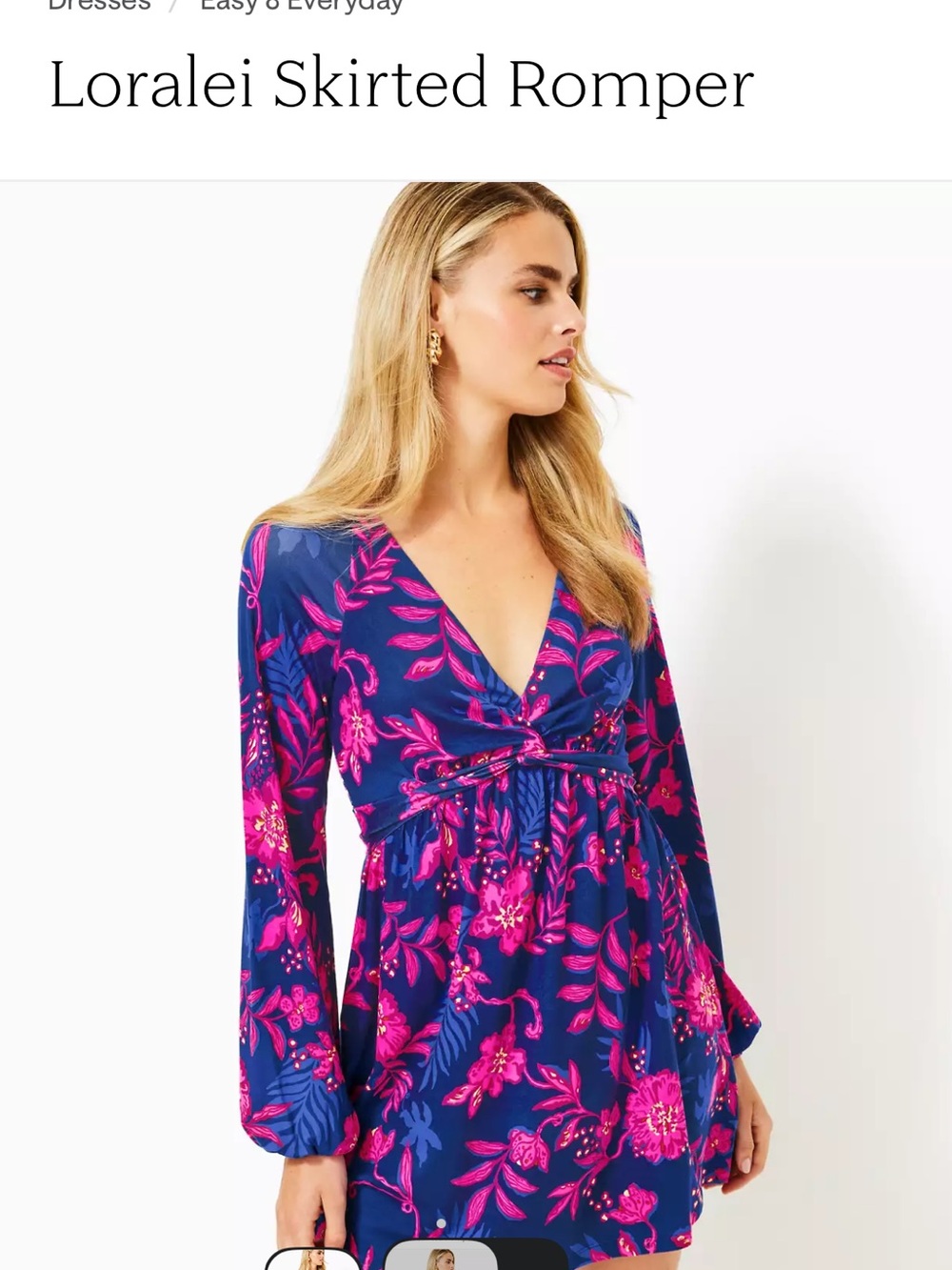 Lilly Pulitzer Lorelei Navy and Hot Pink Floral skirted Romper NWT